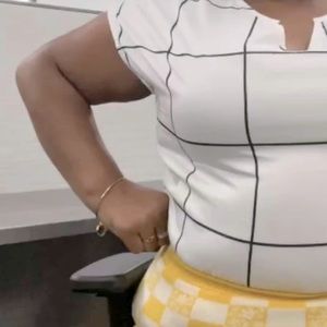 Emery Rose Grid Print Notched Neckline Blouse